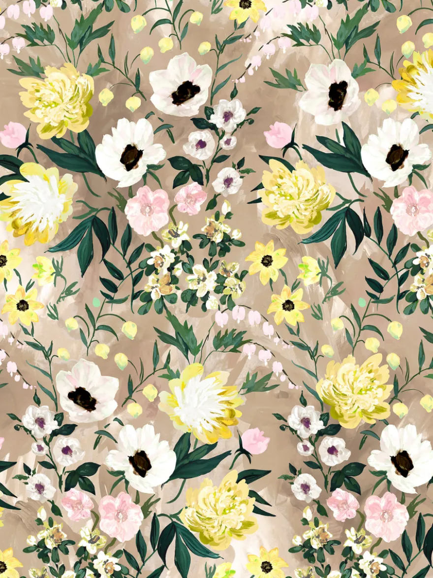 KESÄmekko (Kuningatarkukka keltainen / beige pellava)