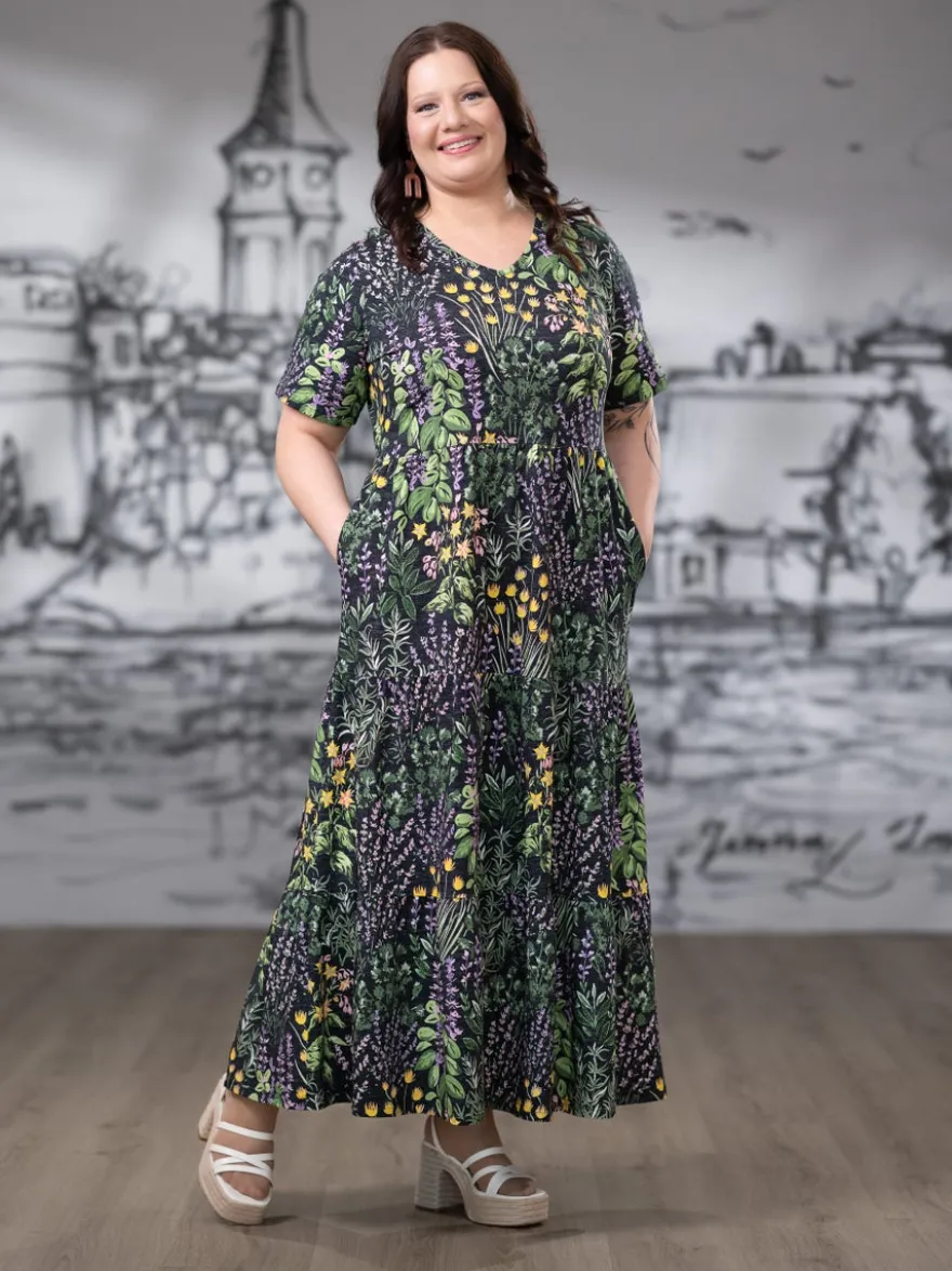 SUVImekko maxi (Yrttipuutarha musta / lila / keltainen trikoo)