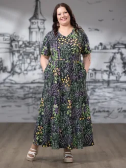 SUVImekko maxi (Yrttipuutarha musta / lila / keltainen trikoo)
