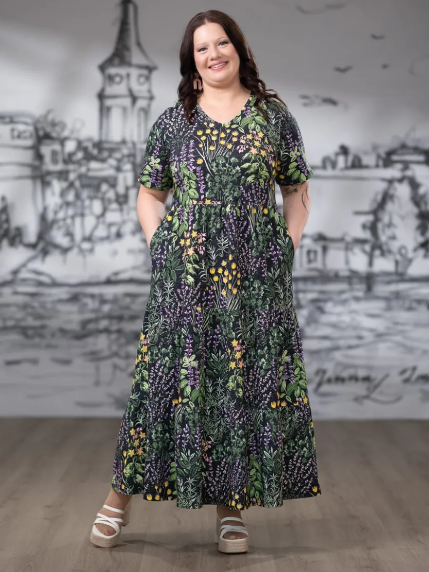 SUVImekko maxi (Yrttipuutarha musta / lila / keltainen trikoo)