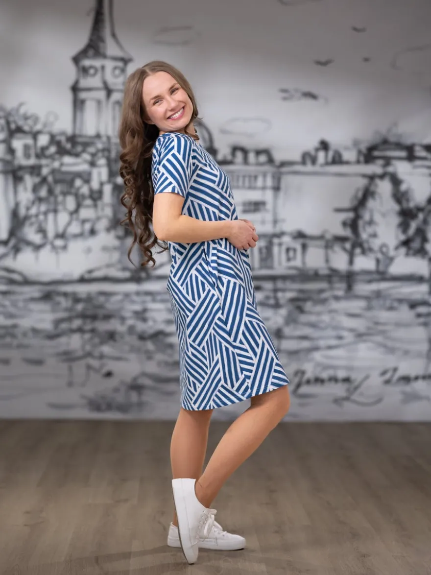 VERSOmekko lyhythiha (Siksak sininen / valkoinen trikoo)